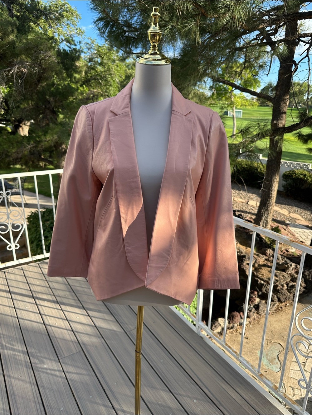 Rebecca Minkoff Blush Pink Open-Front Leather Blazer